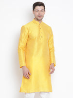 Thumbnail for VM by Vastramay Men's Yellow Silk Blend Kurta - Distacart