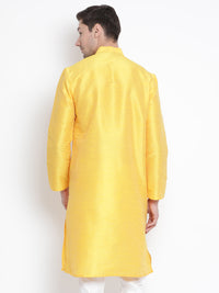 Thumbnail for Vastramay Men's Yellow Silk Blend Kurta - Distacart