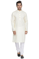 Thumbnail for Vastramay Men's Beige Cotton Linen Blend Kurta Pyjama Set - Distacart