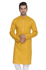 Thumbnail for Vastramay Men's Yellow Cotton Linen Blend Kurta - Distacart