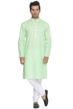 Thumbnail for Vastramay Men's Green Cotton Linen Blend Kurta Pyjama Set - Distacart