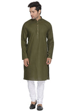 Thumbnail for Vastramay Men's Green Cotton Linen Blend Kurta Pyjama Set - Distacart