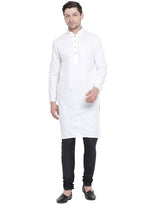 Thumbnail for Vastramay Men's White Cotton Linen Blend Kurta Pyjama Set - Distacart