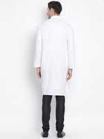 Thumbnail for Vastramay Men's White Cotton Linen Blend Kurta Pyjama Set - Distacart