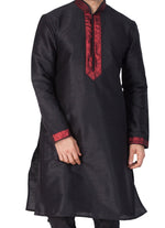Thumbnail for Vastramay Men's Black Silk Blend Kurta - Distacart