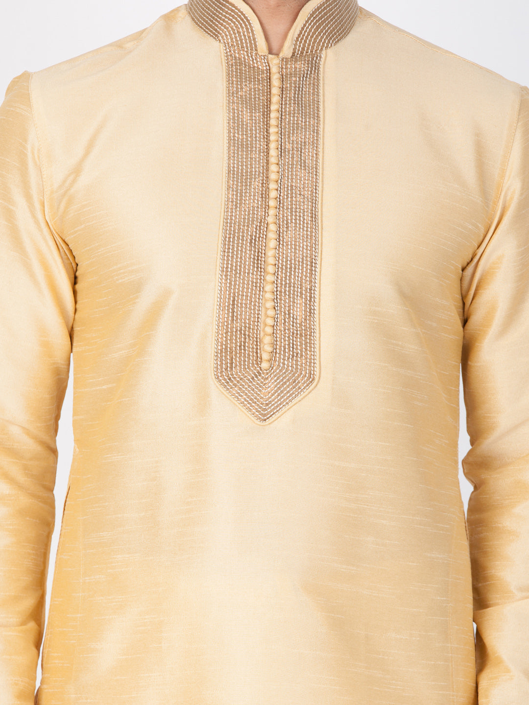 Vastramay Men's Gold Silk Blend Kurta - Distacart