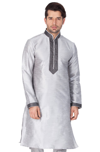 Vastramay Men's Grey Silk Blend Kurta - Distacart