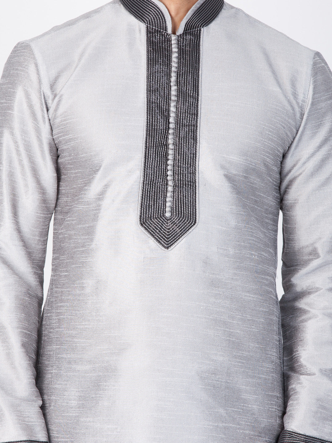 Vastramay Men's Grey Silk Blend Kurta - Distacart