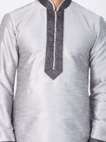 Thumbnail for Vastramay Men's Grey Silk Blend Kurta - Distacart
