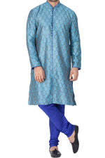 Thumbnail for Vastramay Men's Light Blue Silk Blend Kurta Pyjama Set - Distacart
