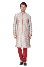 Thumbnail for Vastramay Men's Grey Silk Blend Kurta Pyjama Set - Distacart