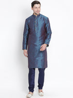Thumbnail for Vastramay Men's Blue Silk Blend Kurta Pyjama Set - Distacart