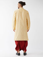 Thumbnail for VM by Vastramay Men's Beige And Maroon Silk Blend Kurta And Dhoti Set - Distacart