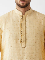 Thumbnail for VM by Vastramay Men's Beige And Maroon Silk Blend Kurta And Dhoti Set - Distacart