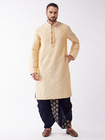 Thumbnail for VM by Vastramay Men's Beige And Navy Blue Silk Blend Kurta And Dhoti Set - Distacart