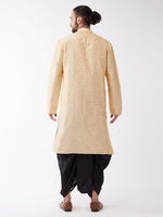 Thumbnail for VM by Vastramay Men's Beige And Black Silk Blend Kurta And Dhoti Set - Distacart