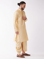 Thumbnail for VM by Vastramay Men's Beige And Gold Silk Blend Kurta And Dhoti Set - Distacart