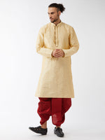 Thumbnail for VM by Vastramay Men's Beige And Maroon Silk Blend Kurta And Dhoti Set - Distacart