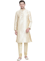 Thumbnail for VM by Vastramay Men's Gold Silk Blend Kurta Pyjama Set - Distacart