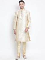 Thumbnail for VM by Vastramay Men's Gold Silk Blend Kurta Pyjama Set - Distacart