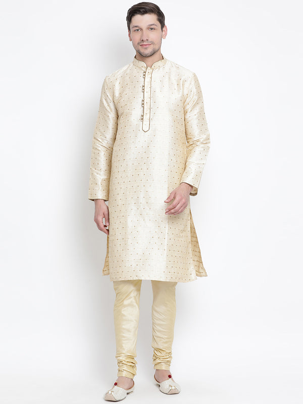 VM by Vastramay Men's Gold Silk Blend Kurta Pyjama Set - Distacart