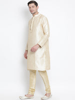 Thumbnail for VM by Vastramay Men's Gold Silk Blend Kurta Pyjama Set - Distacart