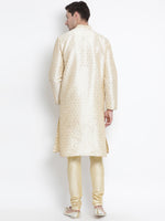 Thumbnail for VM by Vastramay Men's Gold Silk Blend Kurta Pyjama Set - Distacart