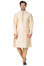 Thumbnail for VM by Vastramay Men's Gold Silk Blend Kurta Pyjama Set - Distacart