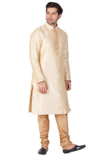 Thumbnail for VM by Vastramay Men's Gold Silk Blend Kurta Pyjama Set - Distacart
