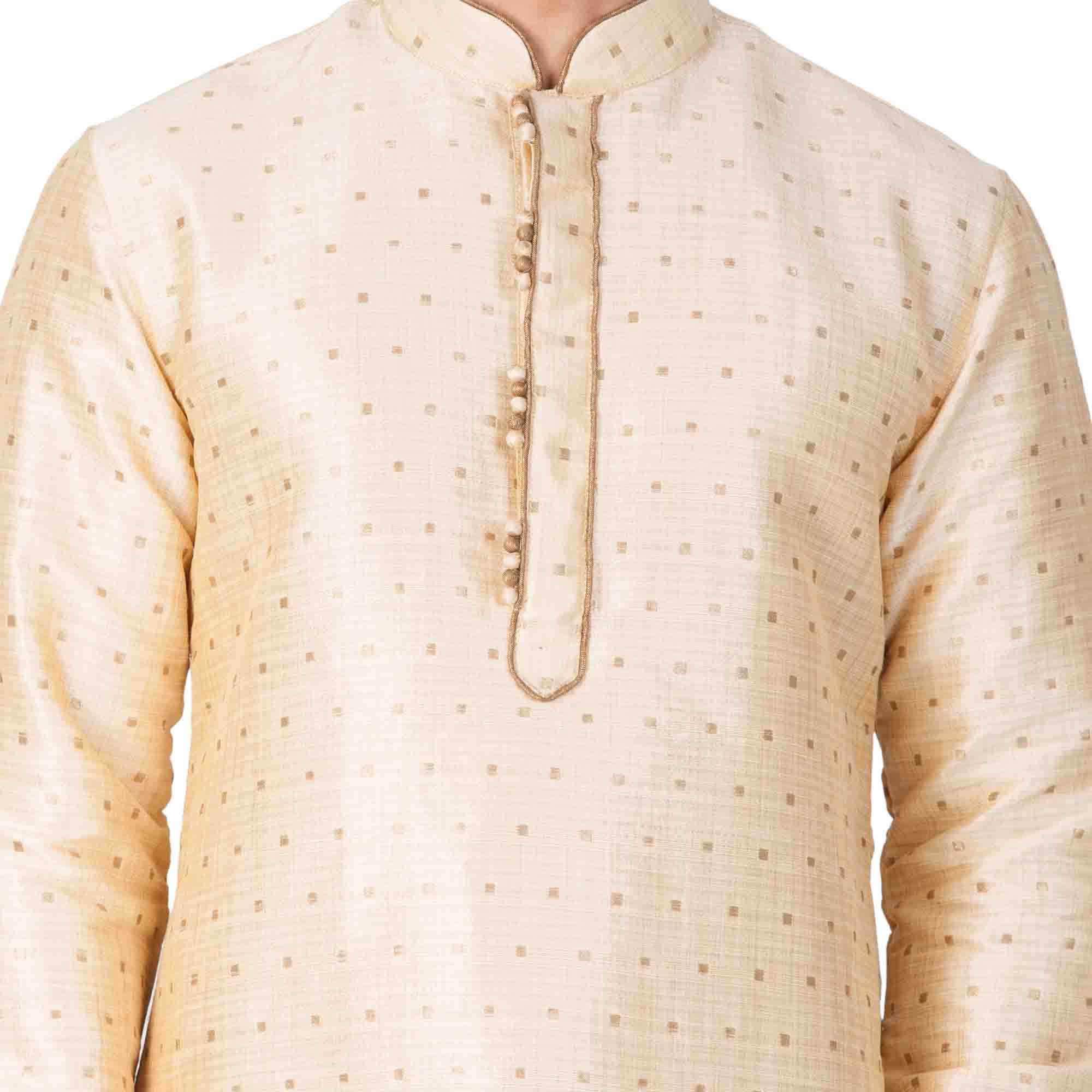 VM by Vastramay Men's Gold Silk Blend Kurta Pyjama Set - Distacart