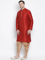 Thumbnail for VM by Vastramay Men's Maroon Silk Blend Kurta And Dhoti Set - Distacart