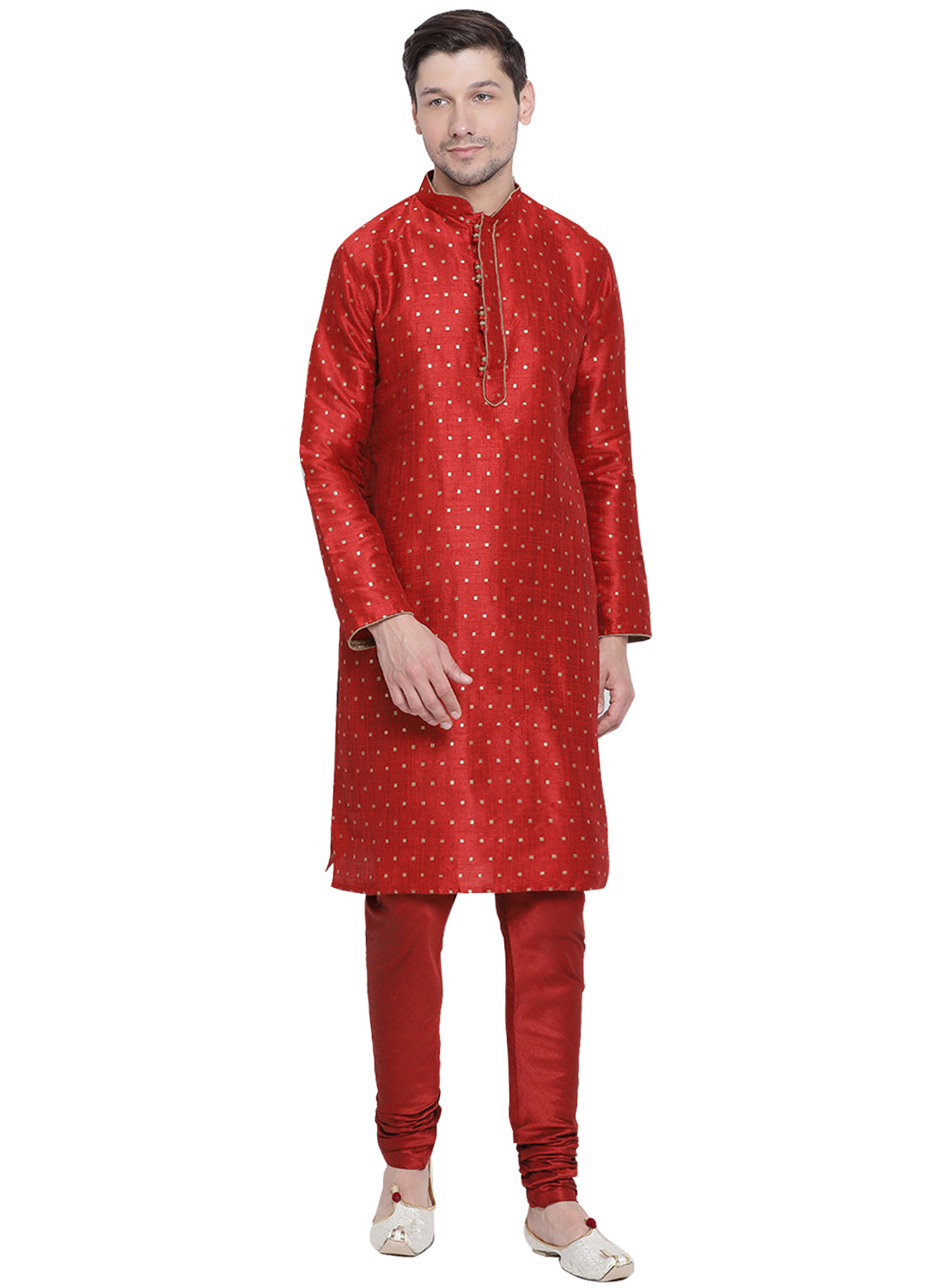 VM by Vastramay Men's Maroon Silk Blend Kurta Pyjama Set - Distacart