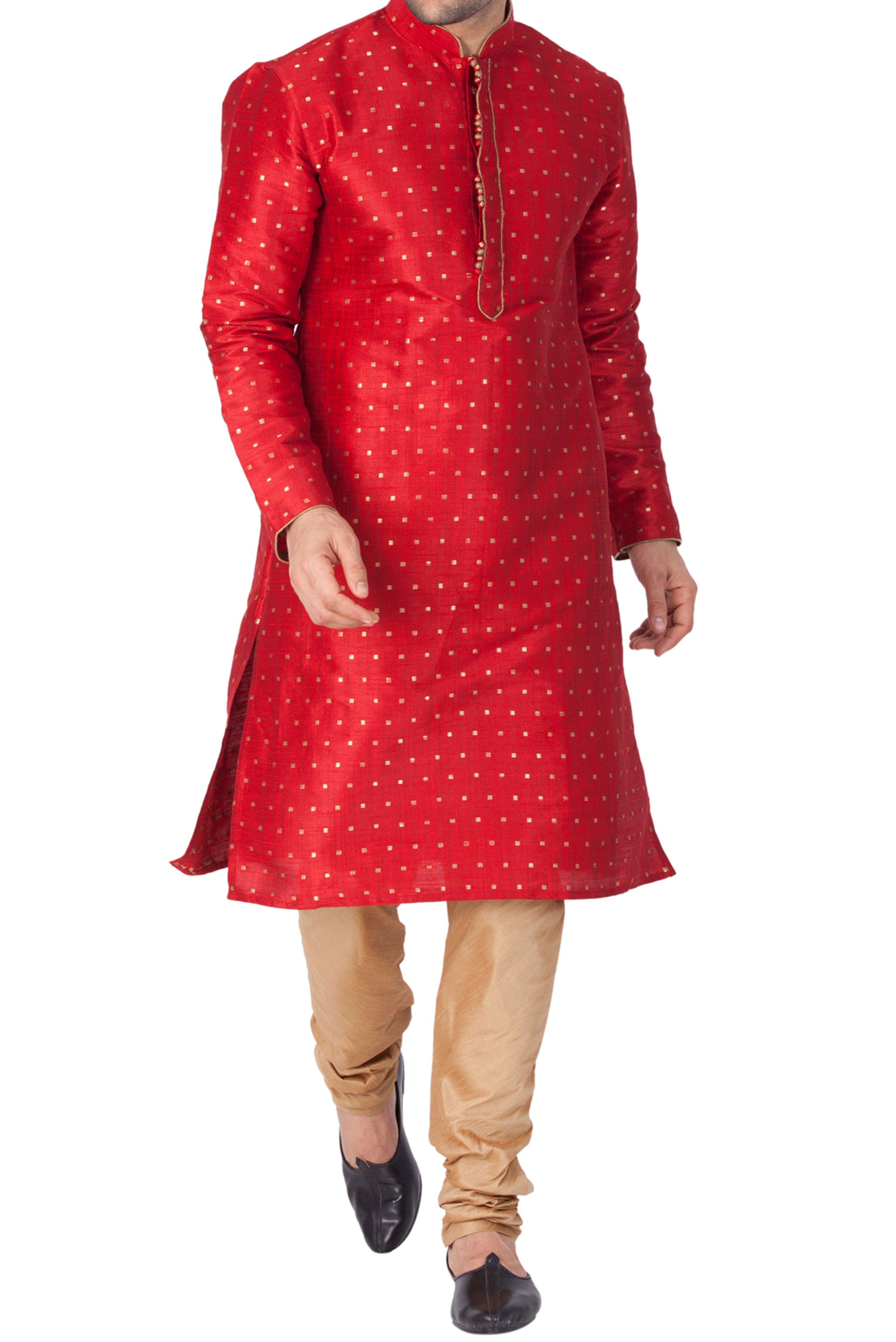 VM by Vastramay Men's Maroon Silk Blend Kurta Pyjama Set - Distacart