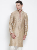 Thumbnail for Vastramay Men's Beige Cotton Silk Kurta - Distacart