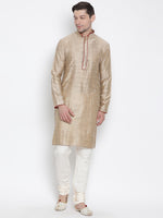 Thumbnail for Vastramay Men's Beige Cotton Silk Kurta Pyjama Set - Distacart