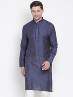 Thumbnail for Vastramay Men's Blue Cotton Silk Kurta - Distacart