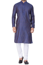 Thumbnail for Vastramay Men's Blue Cotton Silk Kurta Pyjama Set - Distacart