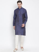 Thumbnail for Vastramay Men's Blue Cotton Silk Kurta Pyjama Set - Distacart