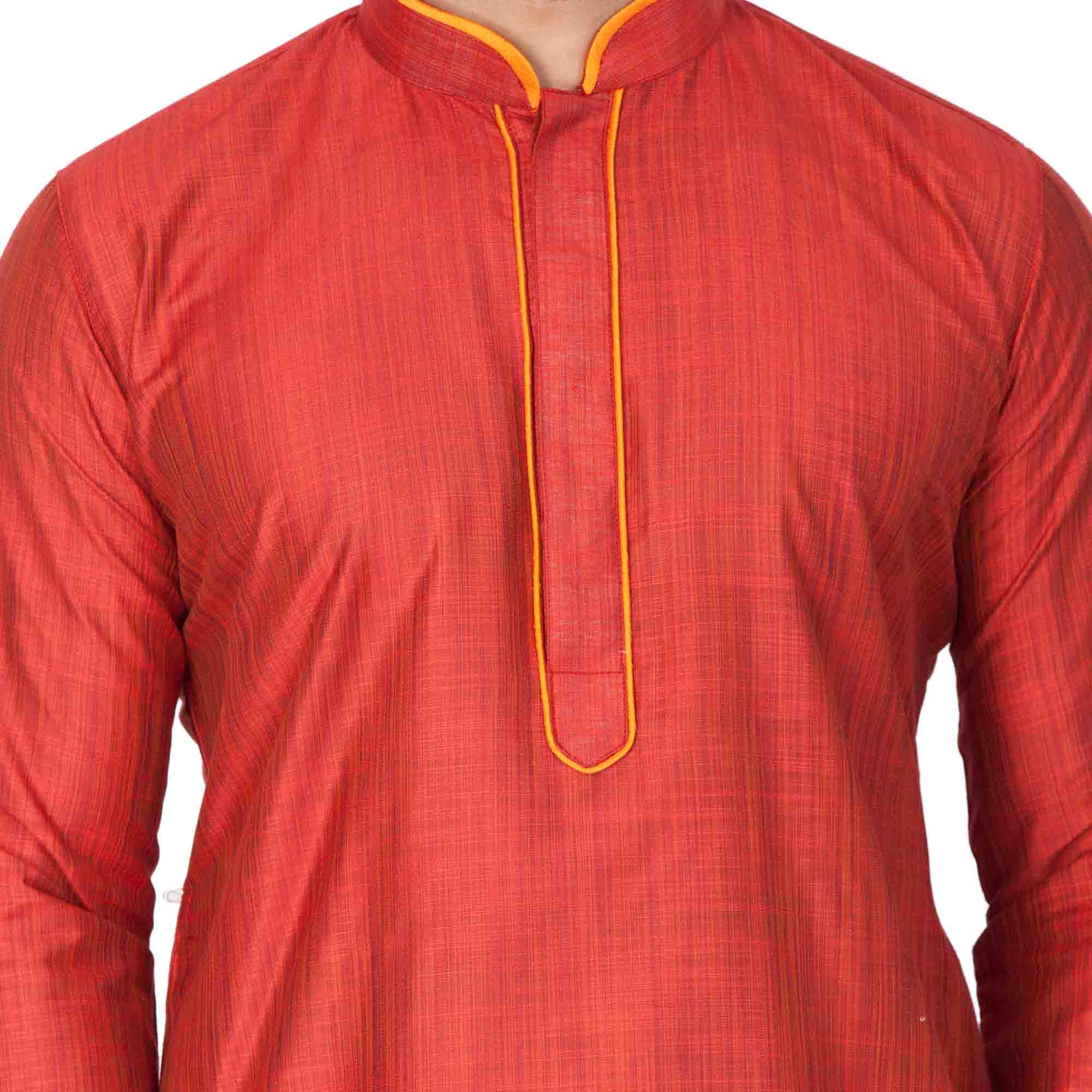 Vastramay Men's Maroon Cotton Silk Kurta - Distacart