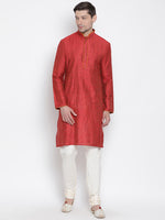Thumbnail for Vastramay Men's Maroon Cotton Silk Kurta Pyjama Set - Distacart