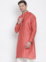 Thumbnail for Vastramay Men's Pink Cotton Silk Kurta - Distacart