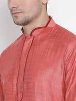 Thumbnail for Vastramay Men's Pink Cotton Silk Kurta - Distacart