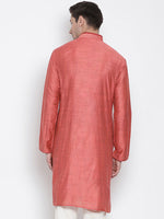 Thumbnail for Vastramay Men's Pink Cotton Silk Kurta - Distacart