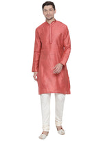 Thumbnail for Vastramay Men's Pink Cotton Silk Kurta Pyjama Set - Distacart