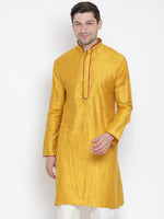 Thumbnail for Vastramay Men's Yellow Cotton Silk Kurta - Distacart