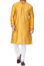 Thumbnail for Vastramay Men's Yellow Cotton Silk Kurta Pyjama Set - Distacart