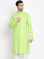 Thumbnail for Vastramay Men's Green Cotton Blend Kurta - Distacart