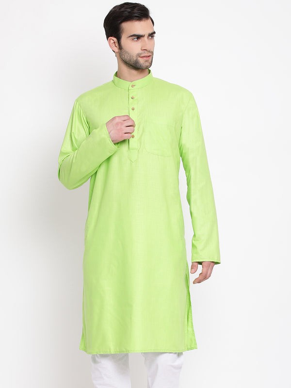 Vastramay Men's Green Cotton Blend Kurta - Distacart
