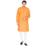 Thumbnail for Vastramay Men's Orange Cotton Linen Blend Kurta Pyjama Set - Distacart