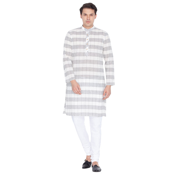 Vastramay Men's White Pure Cotton Kurta Pyjama Set - Distacart